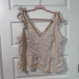 Express Women Bow Strap Linen Tank Top Blouse Shirt XL New